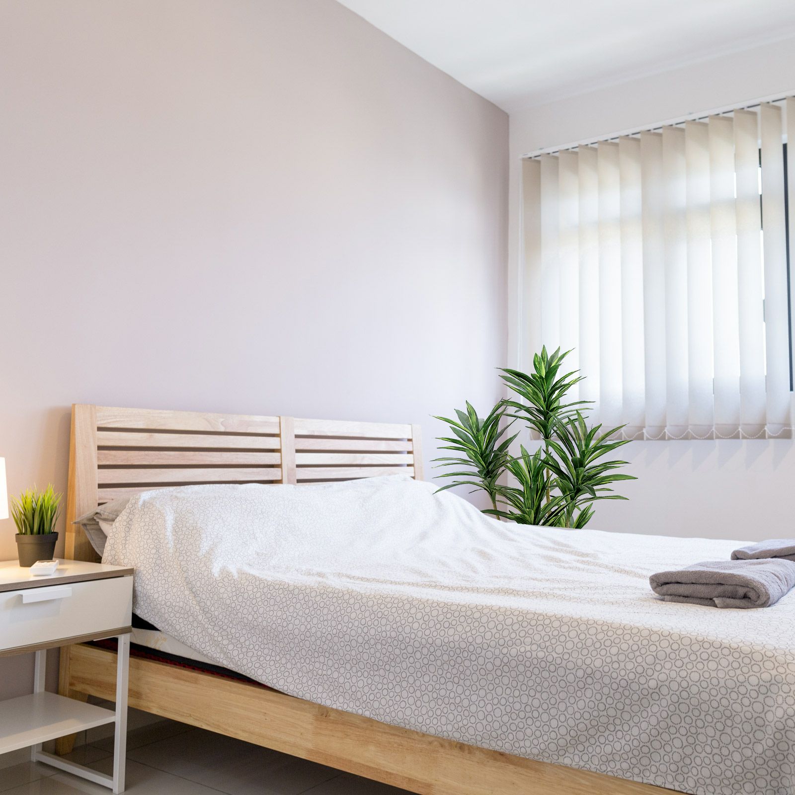 No8425 寝室ベッド横のグリーンイメージ