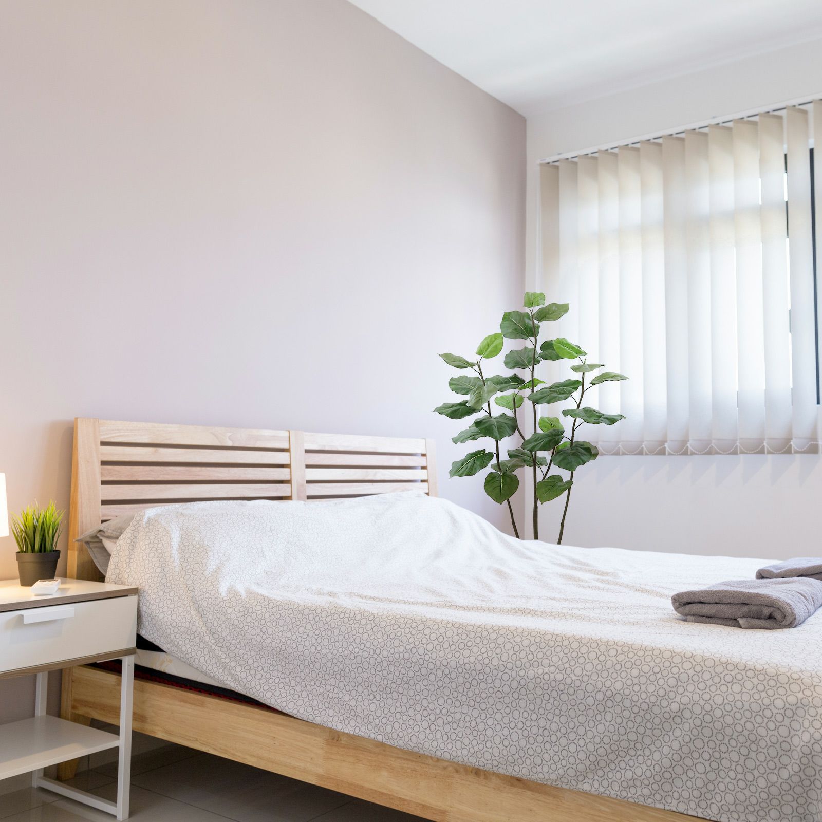 寝室ベッド横のグリーン