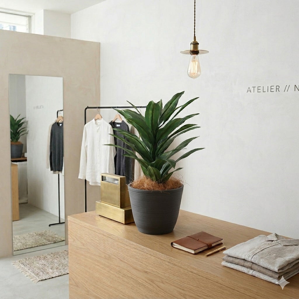 ディスプレイ棚の上のグリーン